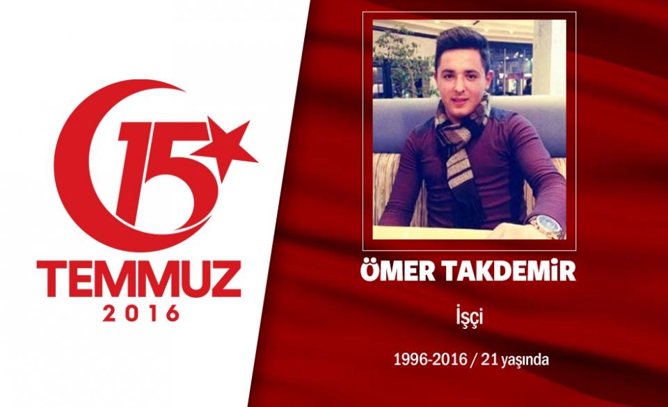 <p>20 yaşındaki Ömer Takdemir, askere gitmeye hazırlanıyordu, şehit düştü. Ömer Takdemir, Kazan destanında şehit oldu. 15 Temmuz gecesi hain darbecilerin merkezi Akıncı Ana Jet Üs Komutanlığı'ydı. Üsten kalkan uçakları engellemek isteyen yaklaşık 8 bin Kazanlı, karargahın önüne gitti. Kalabalığın arasında bulunan Ömer Takdemir, Yakuphasan Mahallesi'nde tankın altında kaldı, şehit düştü. Genç şehit Ömer Takdemir, , Ankara Kazan'da, ilçeye 26 kilometre mesafede bulunan Yakuphasan Mahallesi'nde gözyaşları içinde son yolculuğuna uğurlandı. Şehidin adı, Ankara-Çubuk Şehit Ömer Takdemir Proje Anadolu İmam Hatip Lisesi'nde yaşayacak.  </p>

<p> </p>
