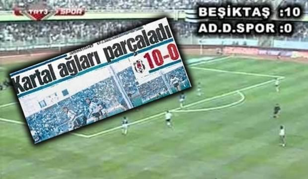 <p>Lig tarihinin en farklı skorlu galibiyeti: BEŞİKTAŞ 10-0 ADANA DEMİRSPOR</p>
