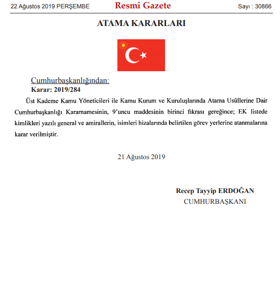 <p>Cumhurbaşkanı Erdoğan'ın onayıyla 127 general ve amiralin atama işlemleri gerçekleştirildi.</p>

<p>İşte ataması yapılan general ve amirallerin tam listesi...</p>
