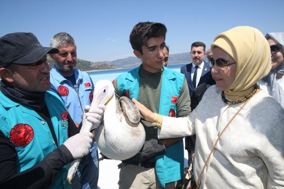 <p>Erdoğan, tedavisi tamamlanan bir pelikanın doğal ortamına bırakılmasına yardım etti. O anlar ise objektiflere böyle yansıdı.</p>
