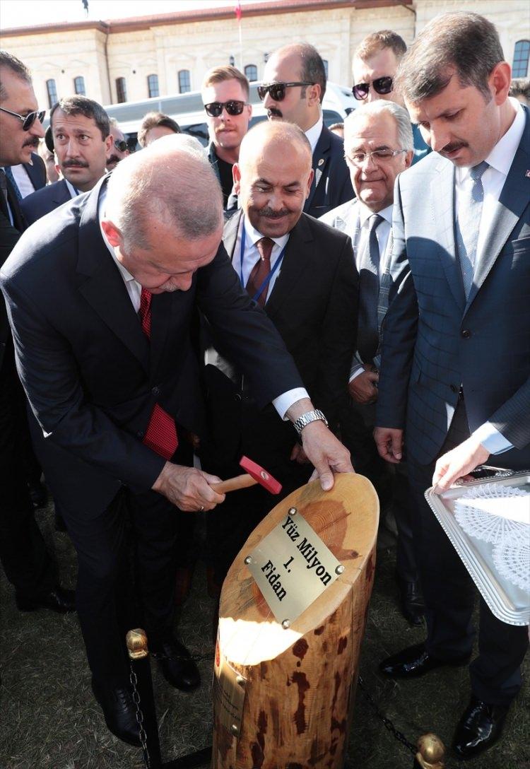 <p>Erdoğan, programın ardından fidan dikti, yaş kütüğüne plaket çaktı.</p>
<p> </p>