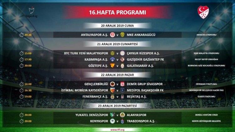 <p>Fenerbahçe - Beşiktaş derbisi ise 22 Aralık Pazar günü saat 19:00'da başlayacak.</p>
