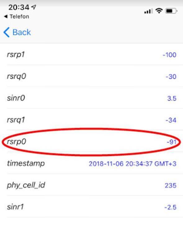 <p>rsrp0'ın karşısındaki değere dikkat! -40 ile -80 arasındaki değerler, sinyal gücünüzün çok iyi olduğu anlamına geliyor; bir başka deyişle sayı sıfıra ne kadar yakınsa, o kadar iyi. -110'un altına düşmeniz halinde sinyal gücü oldukça düşük demektir.</p>

<p> </p>
