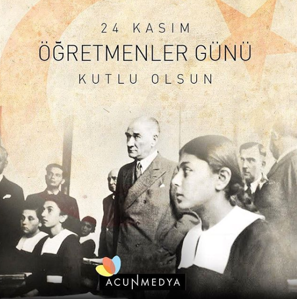<p>ACUN ILICALI</p>
<p>Başta Ulu Önder ve Başöğretmenimiz Mustafa Kemal Atatürk olmak üzere tüm öğretmenlerimizin Öğretmenler Günü kutlu olsun.</p>