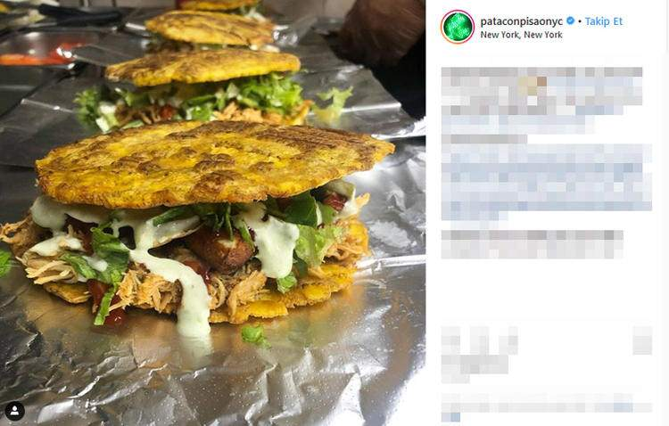 <p>New York’ta bulunan Patacon Pisao’nun muza benzer bir meyve olan plantain’den elde edilmiş tabanlarla yapılan sandviçleri</p>

<p> </p>
