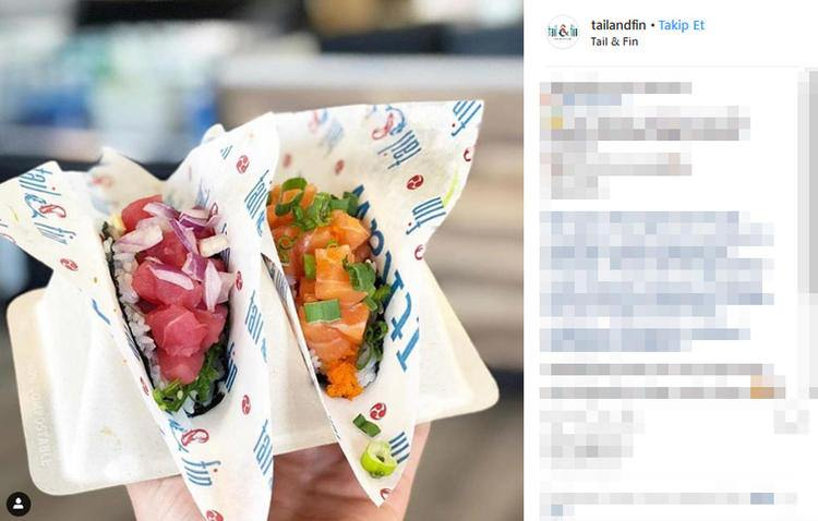 <p>Las Vegas’ta bulunan Tail & Fin’in taco görünümlü suşileri… Japon mutfağı ile Meksika mutfağının müthiş birleşimi de diyebiliriz.</p>
<p> </p>