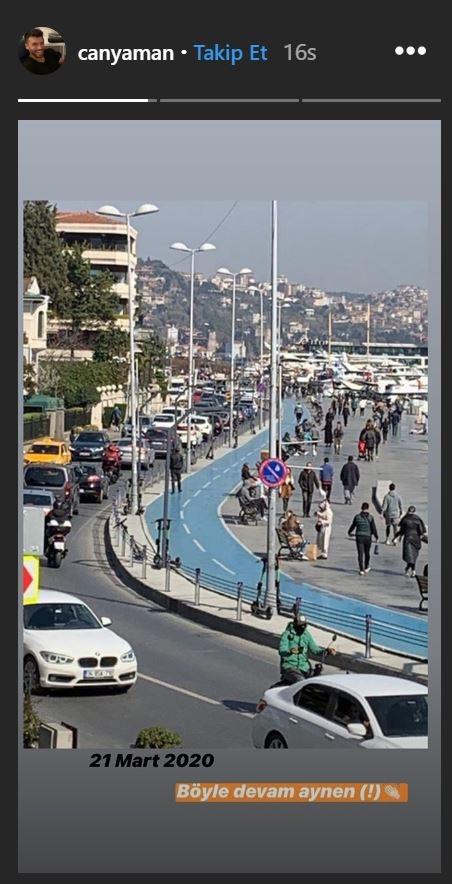 <p>Can Yaman sosyal medya hesabından bu fotoğrafı paylaşrak koronavirüs tehlikesini hiçe sayanlara tepki gösterdi. Aynı zamanda Yaman, dışarı çıkmamak için düzenli yaptığı sporunu evde devam etti.</p>
