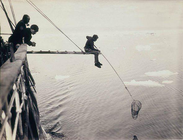 <p>Harold Hamilton mikro plankton avlarken, 1912</p>