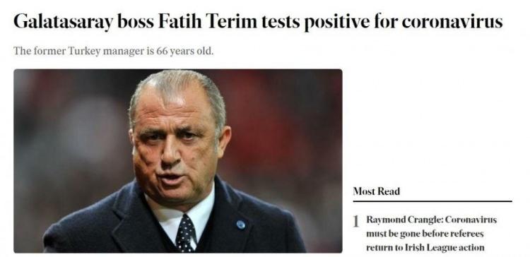 <p>BELFAST TELEGRAPH (KUZEY İRLANDA)</p>

<p>66 yaşındaki eski milli takım teknik direktörü, Galatasaray'ın hocası Fatih Terim'in koronavirüs testi pozitif çıktı.</p>
