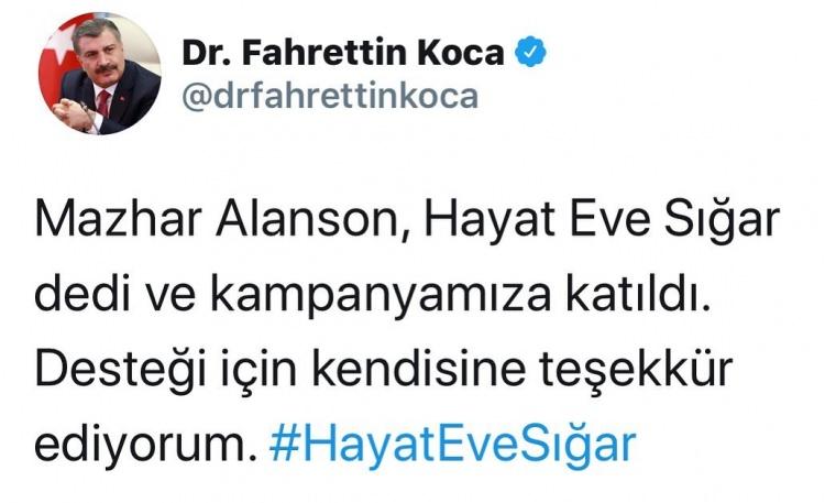 <p><strong>Sağlık Bakanı Fahrettin Koca, Twitter ve Instagram hesabı üzerinden, 'Hayat Eve Sığar'a destek veren ünlü sanatçı Mazhar Alanson'a teşekkür etti. Alanson'un fotoğrafı sosyal medya hesaplarından paylaşıldı. Peki Mazhar Alanson kimdir? Bu zamana kadar hangi çalışmalara imza attı? İşte Mazhar Alanson hakkında tüm merak edilenler.</strong></p>