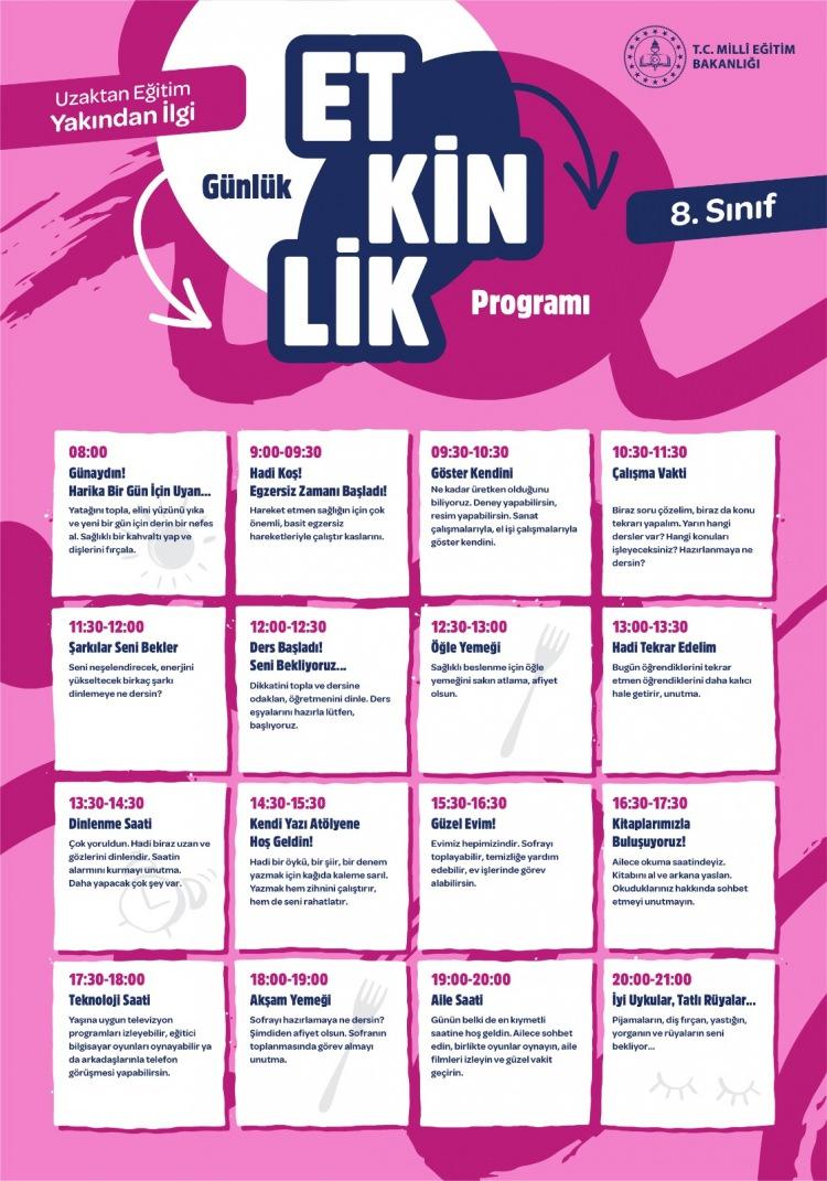 <p>Uzaktan eğitim programı okul öncesi ile 8'inci sınıf öğrencilerini kapsıyor.</p>
