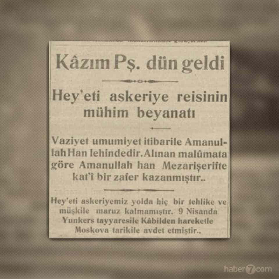 <p>21- Siyasi iktidari karışık olan Afganistan’da Kral Amanullah’ın duruma hakim olduğunu bildirmiş Kazım Paşa…</p>
