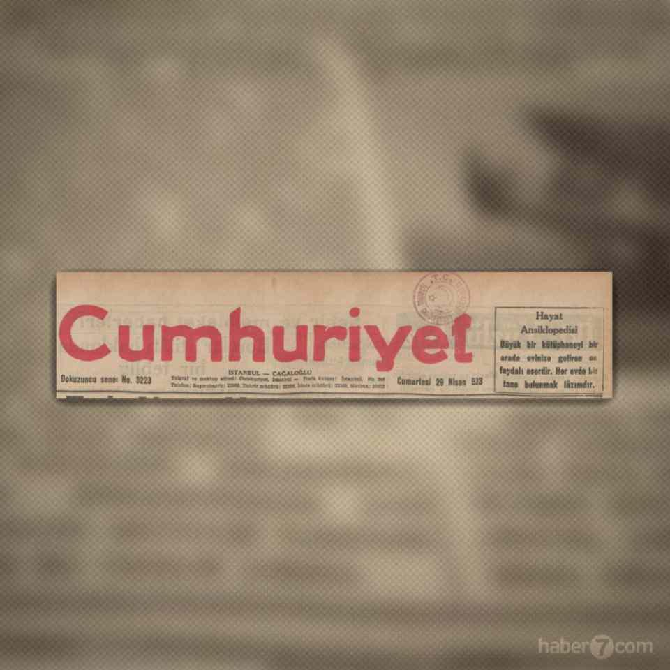 <p>7- Cumhuriyet gazetesinin 1933 yılındaki 29 Nisan baskısındayız.</p>
