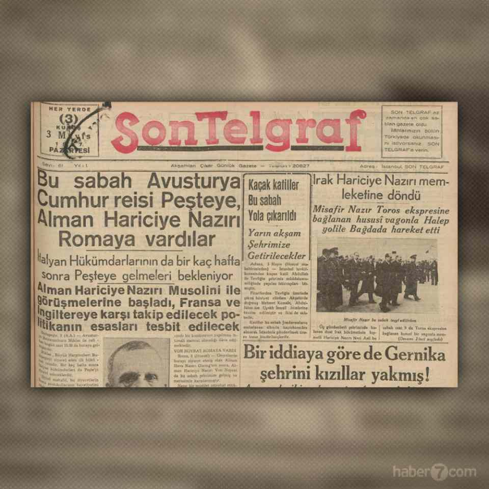 <p>19- Son Telgraf gazetesinin 1937’deki ilk sayfasında Almanya ve İtalya’nın adım adım dünya savaşına giden siyasi hareketlilikleri konu edilmiş.</p>
