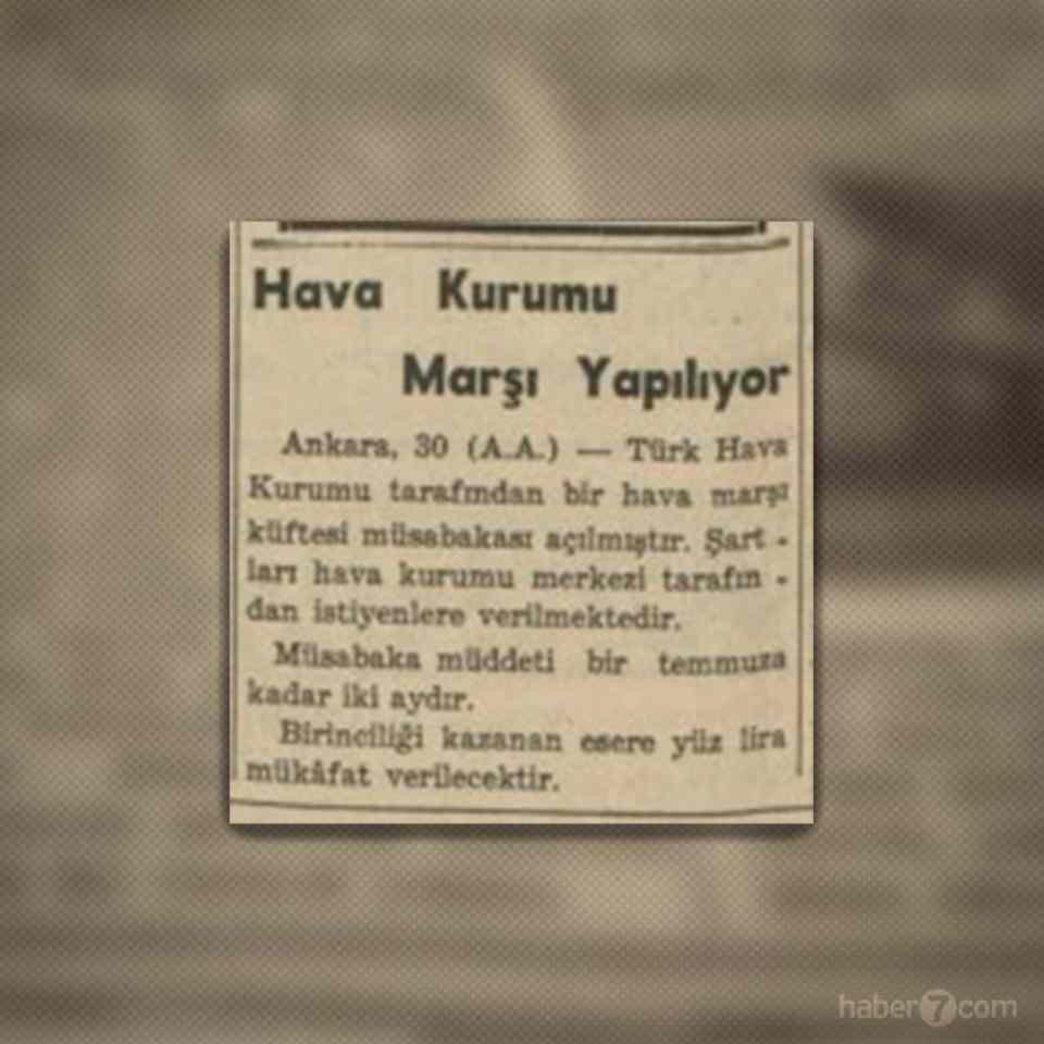 <p>23- Türk Hava Kurumu, müessesesi için bir marş yaptırmak üzere yarışma başlatmış.</p>
