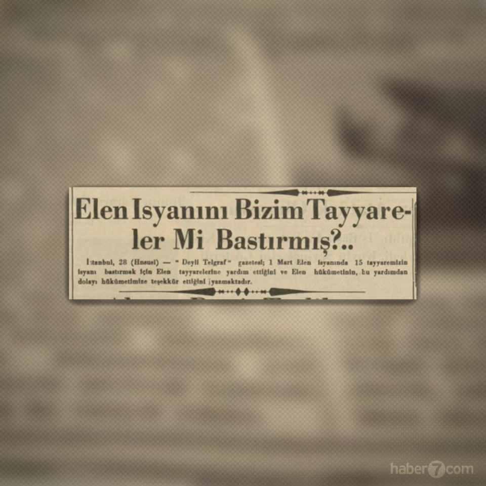 <p>2- Gazetenin iç sayfasına Elen İsyanı’nın Türk uçakları ile bastırıldığı konu alınmış. Bahsedilen durum ise Yunanistan’da gerçekleşen darbe girişimi. Daily Telegraph’ın haberine göre Venizelos destekli, Yunan General Plastiras’ın başı çektiği ihtilal girişimi Yunan hava kuvvetlerine yardım eden Türk uçaklarının sayesinde bastırılıyor.</p>
