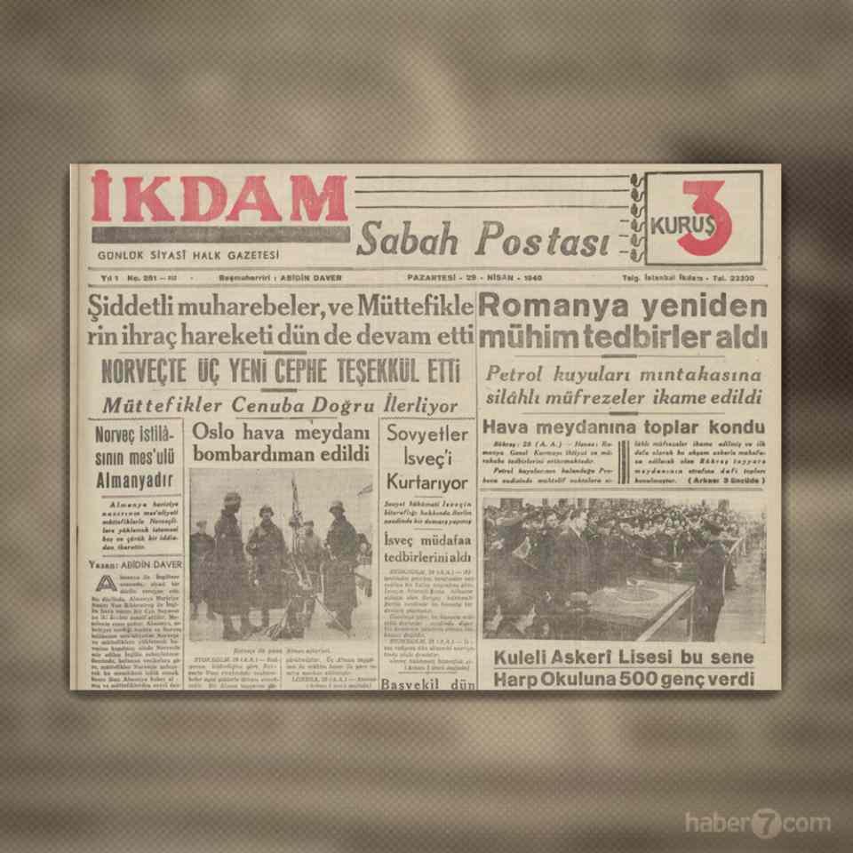 <p>15- 29 Nisan 1940 tarihli İkdam gazetesinin ilk sayfasında da 2. Dünya Savaşı haberleri ağırlıkta…</p>
