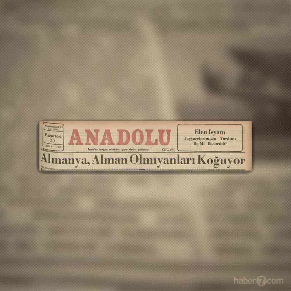 <p>1- 1935’in 29 Nisan tarihli Anadolu gazetesinin manşetinde Almanya’da ırkçılığın yükselmesi konu alınmış. Sağdaki haber de dikkat çekici.</p>
