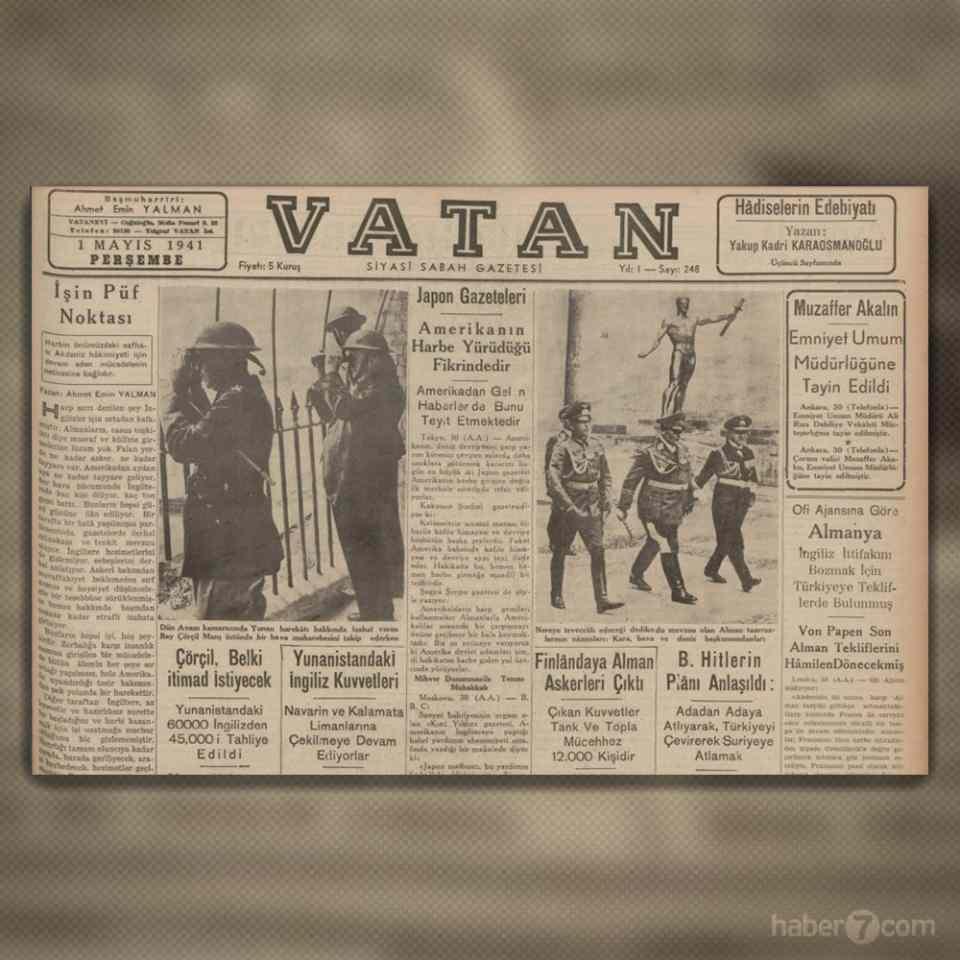 <p>31- Yine 1 Mayıs 1941’deyiz. Vatan gazetesi de 2. Dünya Savaşı haberleriyle dolu…</p>
