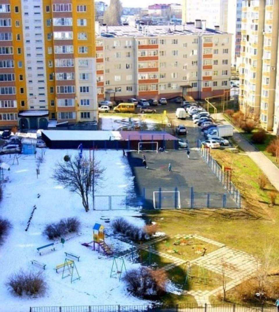 <p>Rusya'nın güneybatı kesimindeki Stavropol kentinde aynı karede yaşanan kış ve ilk bahar.</p>