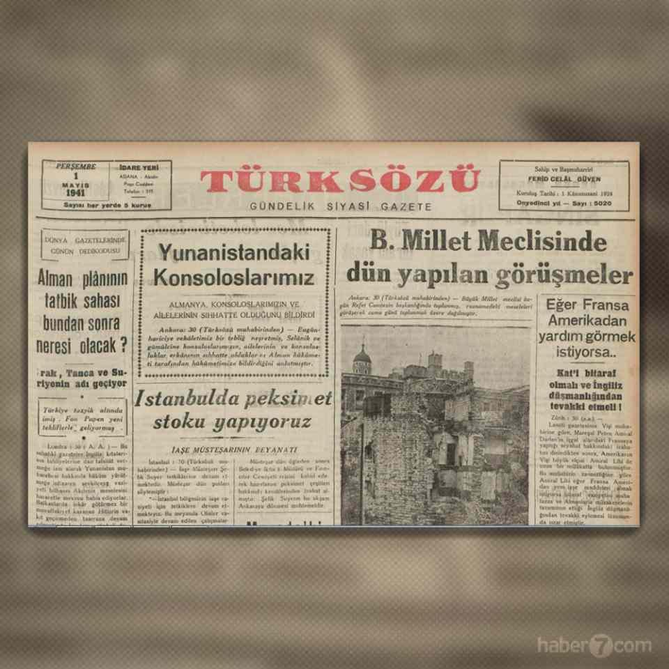 <p>28- 1 Mayıs 1941 tarihli Türk Sözü gazetesinde ana konu 2. Dünya Savaşı…</p>
