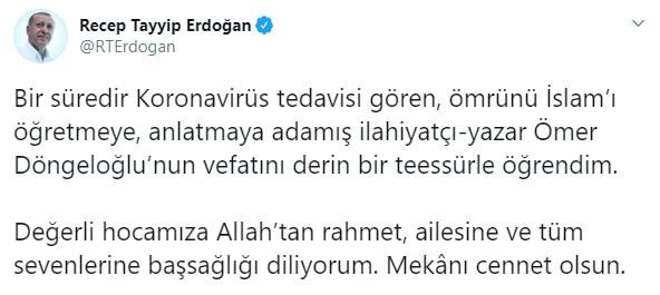 pİlahiyatçı Yazar Ömer Döngeloğlu'nun vefatı sonrası Türkiye'nin önemli isimleri twitterdan başsağlığı mesajları yayınladı. İşte paylaştıkları o tweetler.../p 