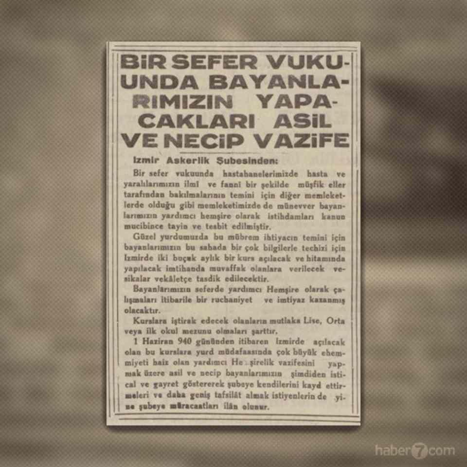 <p>21- 2. Dünya Savaşı, Türkiye’ye de sıçrar mı? Bu ihtimali göz önünde bulunduran hükümet, kadınların seferberlik durumunda yardımcı hemşire olarak çalışması için hazırlıklar yapmış.</p>
