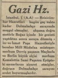 <p>Aynı gazetede Atatürk’ün günlük programı da yer alıyor.</p>
