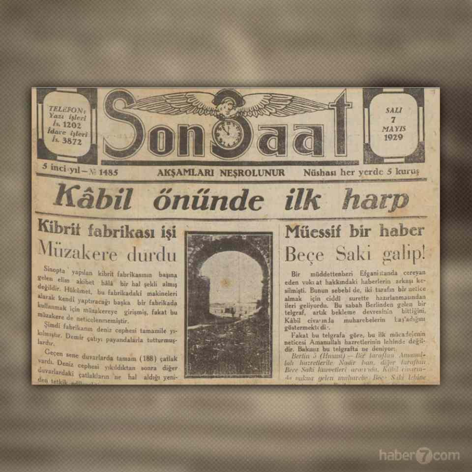 <p>1929 yılındayız. Son Saat gazetesi, Afganistan’daki iç savaşta ibrenin Kral’a karşı ayaklanan çeteci Beçe Saki’den yana döndüğünü yazıyor.</p>