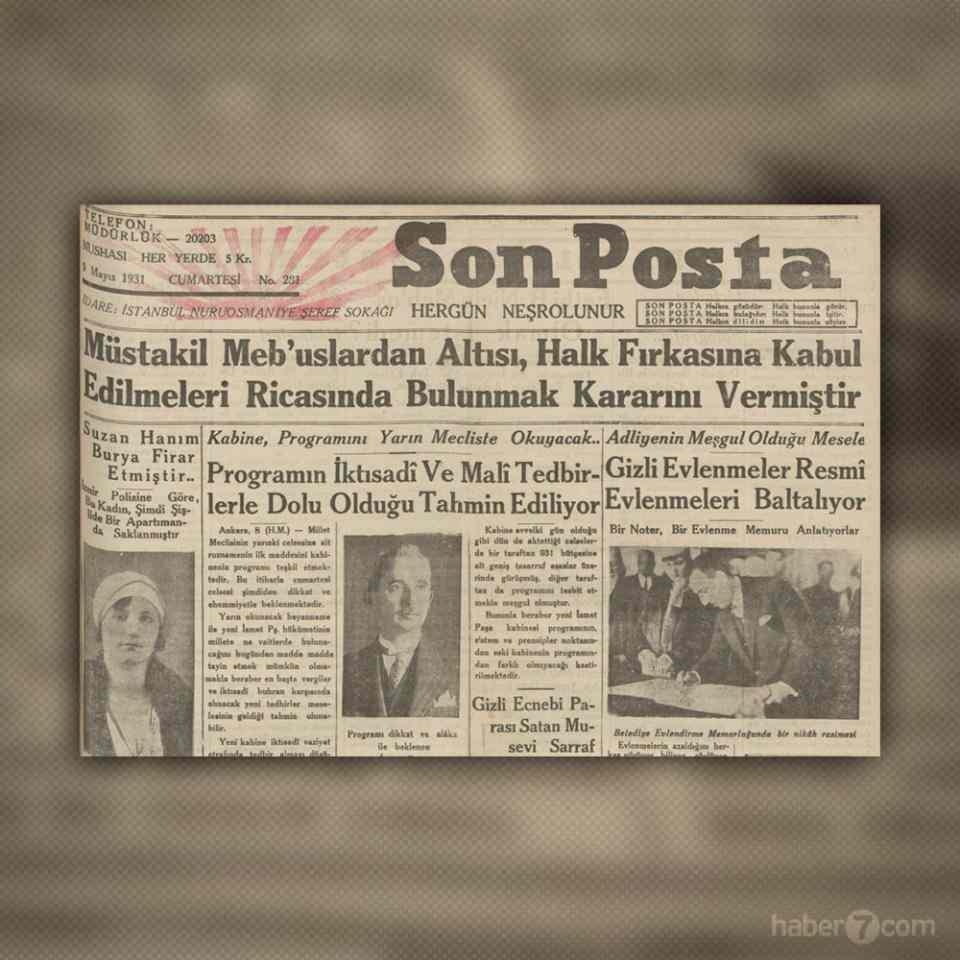 <p><strong>GİZLİ EVLİLİKLER BÜYÜK TEHLİKE</strong></p>

<p>Son Posta gazetesinin 9 Mayıs 1931 tarihli ilk sayfasında gizli evlenmeler konusu dikkat çekiyor.</p>
