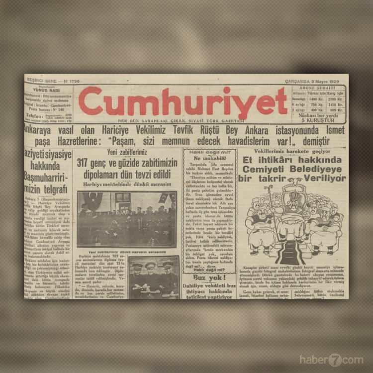 <p>8 Mayıs 1929 tarihli Cumhuriyet gazetesindeyiz.</p>
