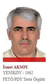 <p>FETÖ'nün Türkiye Mütevelli Heyeti içinde finansal sorumlulardan olan İsmet Aksoy, örgütün Baş Yüceler Şurasında yer alıyor ve emniyet imamı Osman Hilmi Özdil'i yönetiyordu. 22 Ekim 2014'te yurt dışına kaçtı.</p>

<p> </p>
