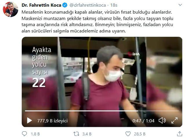 <p>Sağlık Bakanı Koca'nın dün Twitter'dan uyardığı Küçükçekmece ve Esenyurt'taki minibüslerde bugün de görüntü değişmedi.</p>
