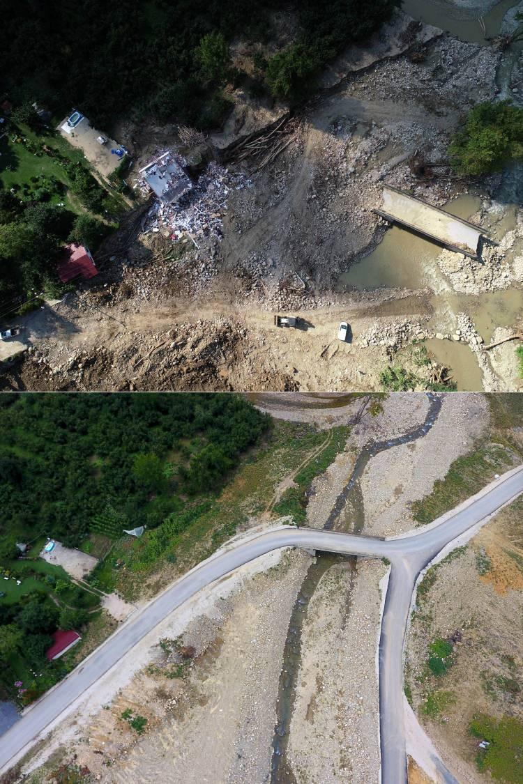 <p>Düzce'de geçen yıl 17-18 Temmuz'da etkili olan kuvvetli yağışın ardından Cumayeri, Akçakoca, Gümüşova ve Çilimli ilçelerinde, Melen Çayı'nın taşması nedeniyle birçok noktada meydana gelen sel ve heyelanda zarar gören 49 köyde, alt ve üstyapı çalışmaları büyük oranda tamamlandı.</p>