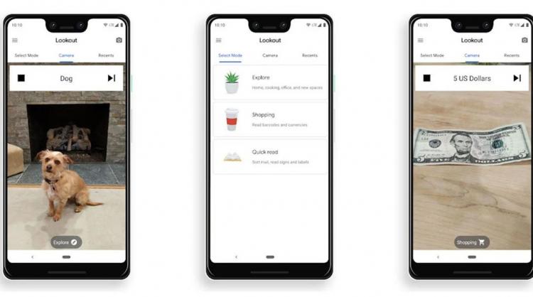 <p>Lookout</p>

<p>Google'ın görme engelliler veya zayıf görüşlüler için geliştirdiği uygulaması Lookout, yeni güncellemeyle birlikte birkaç özelliğe daha kavuştu. Uygulama, artık uzun belgeleri okunabilir yazıya çevirme, etiketlerden ürünün ne olduğunu anlama, otomatik flaş gibi özellikleri bünyesine kattı. </p>
