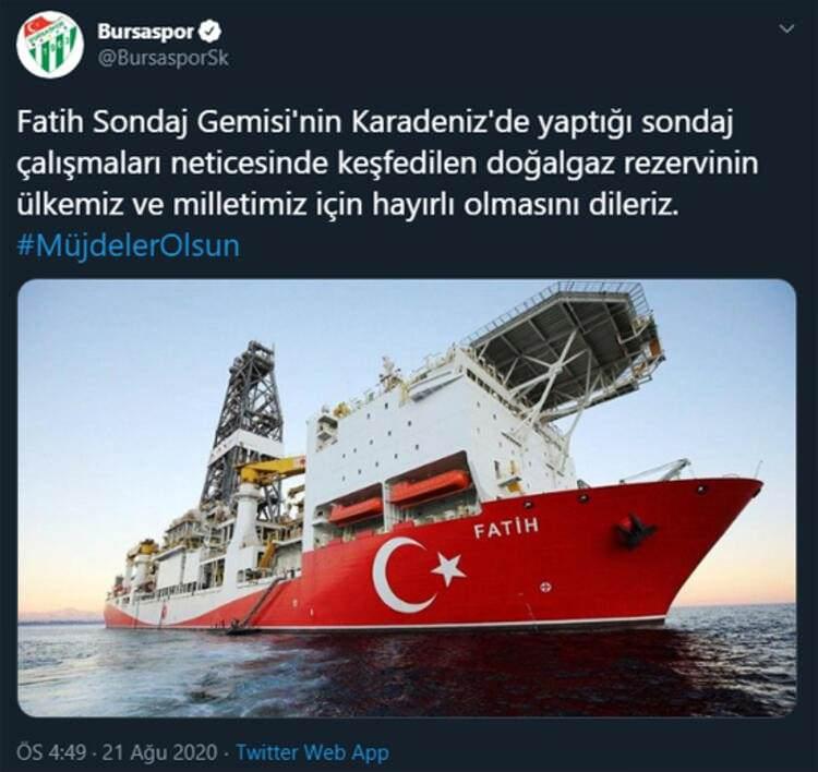 <p>Fatih Sondaj Gemisi'nin Karadeniz'de yaptığı sondaj çalışmaları neticesinde keşfedilen doğalgaz rezervinin ülkemiz ve milletimiz için hayırlı olmasını dileriz. #MüjdelerOlsun</p>
<ul>
</ul>