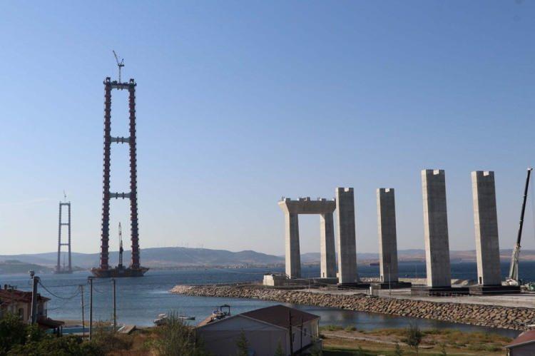 <p><strong>18 MART 2022'DE HİZMETE AÇILACAK</strong><br />
<br />
Proje kapsamında 1 asma köprü, 2 yaklaşım viyadüğü, 4 betonarme viyadük, 6 alt geçit köprüsü, 38 üst geçit köprüsü, 5 köprü, 43 alt geçit, 115 çeşitli boyutlarda menfez, 12 kavşak (devlet yolu üzerindeki kavşaklar dahil), 4 otoyol hizmet tesisi, 2 bakım işletme merkezi, 6 ücret toplama istasyonu inşa edilecek. 1915 Çanakkale Köprüsü, 18 Mart 2022'de tamamlanarak, hizmete açılacak. Çanakkale Boğazı, köprü sayesinde 6 dakikada geçilebilecek.</p>
