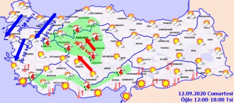 Meteoroloji'den 13 il için sağanak ve gök gürültülü sağanak uyarısı