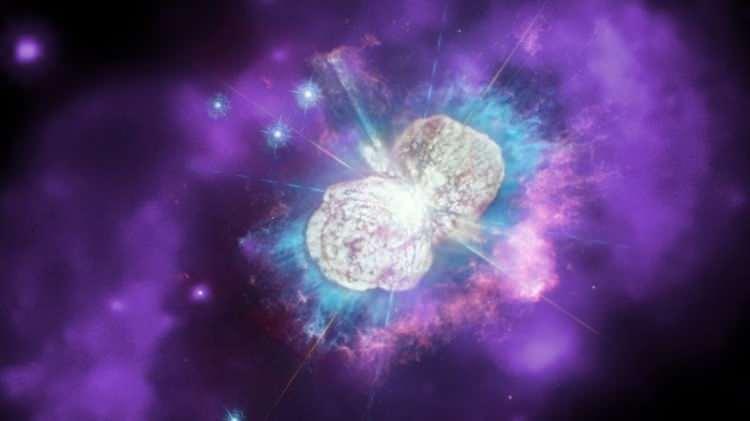 <p>Eta Carinae Nasa, Eta Carinae'nin <strong>"birbirlerinin yakın yörüngesinde olan iki dev yıldızdan oluşan geçici bir sistem"</strong> olduğunu söylüyor.</p>