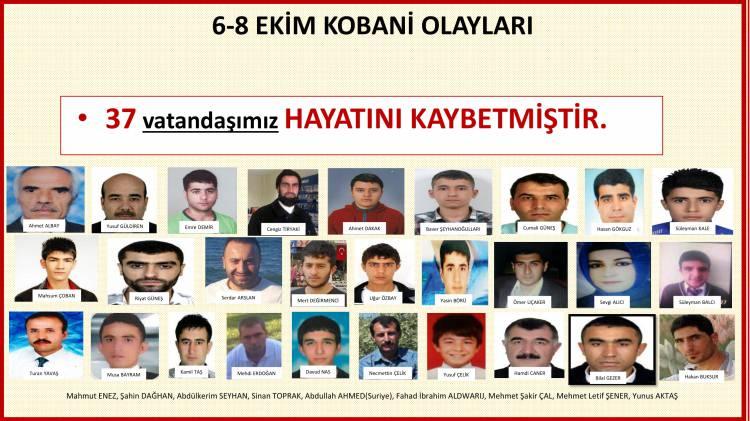 <p>2014`te HDP`nin çağrısı ile başlayan 6-8 ekim olaylarında 2 polis şehit oldu, 30`dan fazla kişi hayatını kaybetti.</p>

<p> </p>
