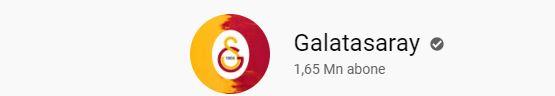 <p>Galatasaray - Youtube - 1.65 milyon</p>
