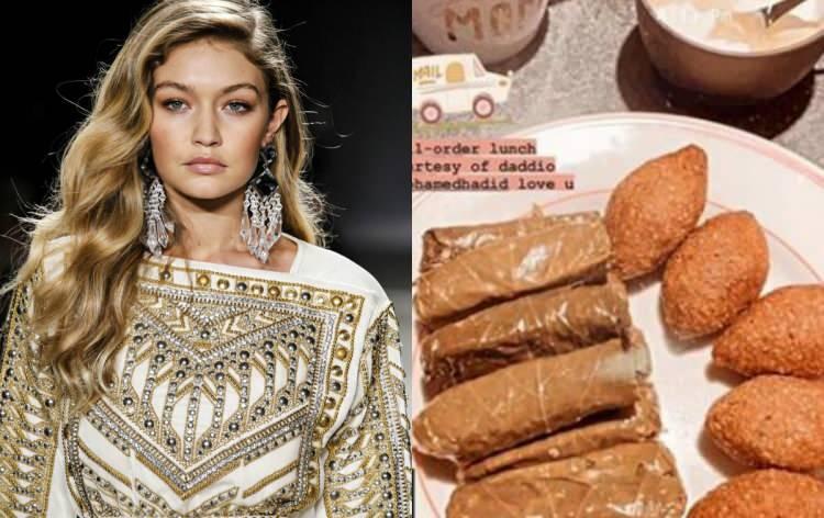<p>Baba Hadid, manken kızına Filistin'den sarma ve İçli Köfte gönderdi. </p>
