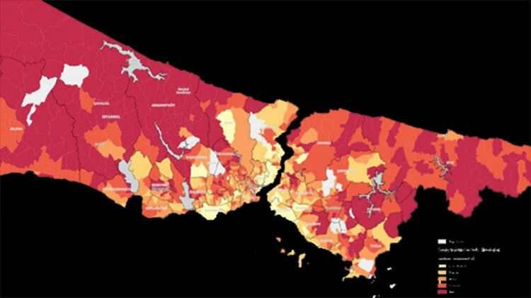 <p>İBB'nin “Covid-19 İle Mücadele Kapsamında İstanbul Kırılganlık Haritası” projesinin sonuçları yayınlandı. Belirlenen 4 ana başlıkta metropolün kırılgan bölgeleri tespit edildi. Buna göre; mekansal yayılma riskine bağlı kırılganlığın en yüksek olduğu mahalle ise Zeytinburnu Beştelsiz oldu. Sosyo-ekonomik kırılganlığın, kırsal mahallelerde daha yüksek olduğu görüldü. Ulaşıma bağlı kırılganlık endeksinde ana ulaşım ve metro hatlarının geçtiği mahallelerde risk daha yüksek çıktı. Kentsel yoğunluğa bağlı riskin en yüksek olduğu mahalle ise Başakşehir Ziya Gökalp oldu.</p>

<p> </p>
