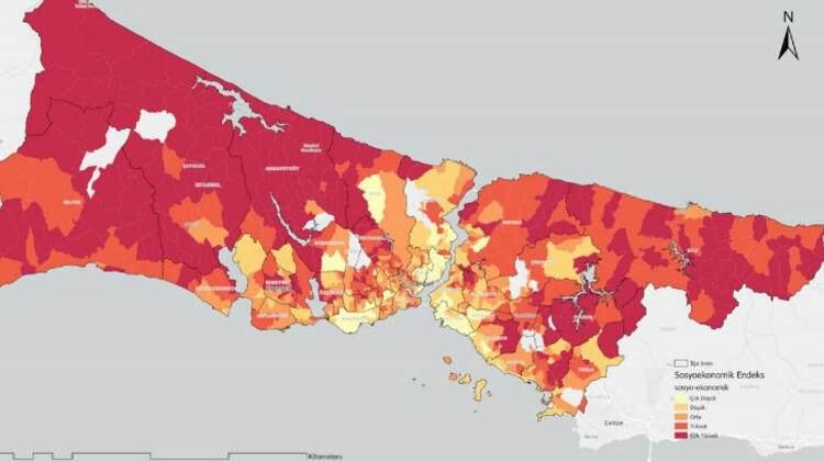 <p>Mekansal yayılma riskine bağlı endeksin oluşturulmasında 15 alt gösterge kullanıldı. Bu göstergeler, “Hayat Eve Sığar” uygulaması risk yoğunluğu, aile sağlığı merkezi sayısı, AVM sayısı, eczane sayısı, ibadethane sayısı, kamu kurumu sayısı, kafe gibi hizmet alanı sayısı, market sayısı, kütüphane sayısı, park ve yeşil alan sayısı, sağlık kurumu sayısı, turistik alan sayısı, anaokulu ve ilkokul sayısı, toplu taşıma durak sayısı, ticari alan sayısından oluştu.</p>

<ul>
</ul>
