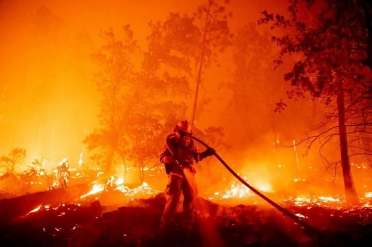 <p>California yangınında bir itfaiyeci</p>
