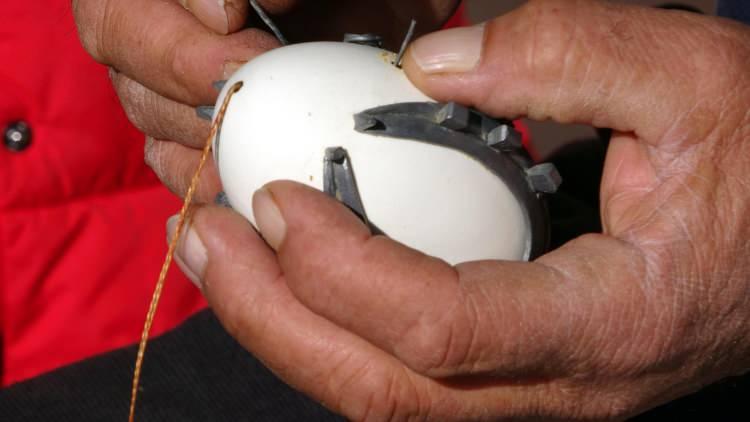 <p>Yumurtaya nal işleme işinin bazen 1 ay sürdüğünü anlatan Nalçakar, "Bayatlamış olan yumurtayı özel teknikler kullanarak deliyorum.</p>