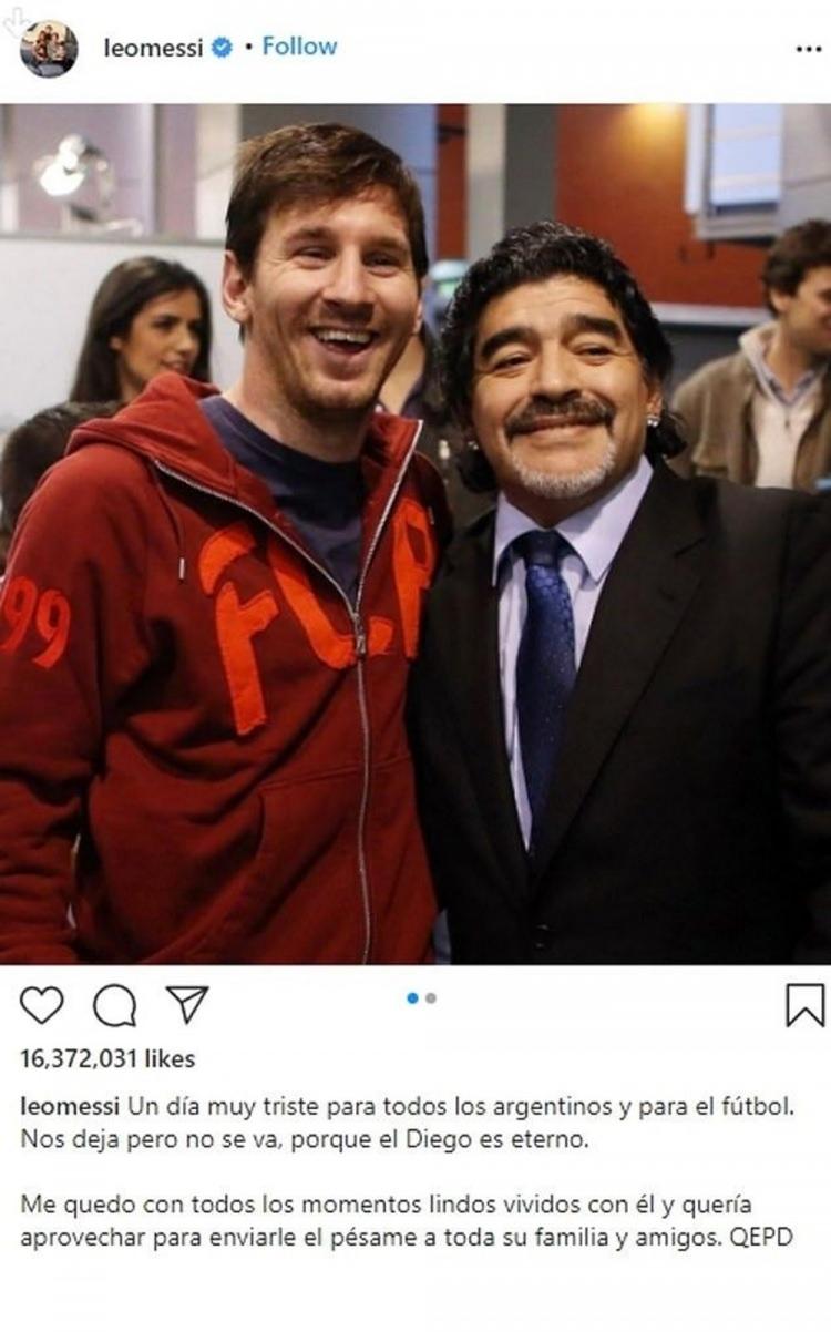 <p><em><strong> Leo Messi ile Diego Maradona</strong></em></p>
<p><em><strong>Beğeni sayısı: 16,272,616</strong></em></p>