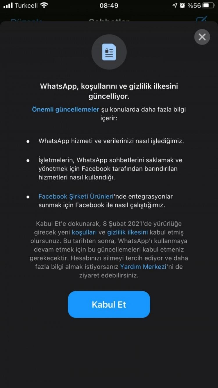 WhatsApp, verilerini Facebook'la paylaşmayana yasak getirecek