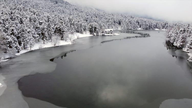 <p>Kar yağışıyla ayrı bir güzelliğe bürünen Abant Tabiat Parkı'nda ise ziyaretçiler, ata ve faytona binerek, göl çevresinde yürüyüş yaparak, iskelede fotoğraf çektirerek ve belirlenen alanlarda piknik yaparak yarı yıl tatilinin tadını çıkarıyor.</p>
