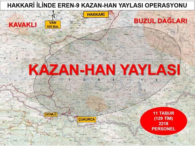 <p>Hakkari&rsquo;de 2 bin 218 personelin katıldığı Eren-9 Kazan-Han Yaylası operasyonu başlatıldı.<br />
&nbsp;</p>
